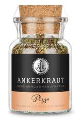 Ankerkraut Pizza, für original italienischen Geschmack, wie aus dem Steinofen, auch für Pasta, Tomate-Mozzarella und viele weitere Gerichte, 45 g im Korkenglas