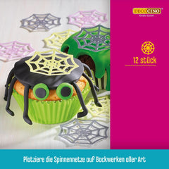 DECOCINO Halloween, vafe comestibile sub forma de pânze de păianjen cu efect 3D, 12 bucati Sprinkles Naty Shop