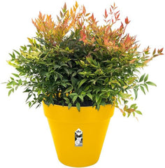 elho Loft Urban Round 40 - Ghiveci de flori pentru exterior - Plastic 100% reciclat - Ø 38,5 x H 35,3 cm - Galben/Ocru