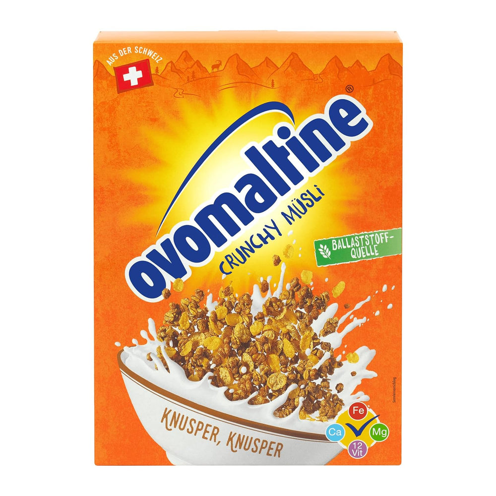 Ovomaltine Crunchy Muesli - muesli croccante al cioccolato, con una miscela unica di cereali e Ovomaltine - muesli al cioccolato, preziose vitamine, fibre e minerali (1 x 450 g)