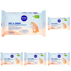 NIVEA Baby Salviette Detergenti Idratanti Soft & Cream, 57 pezzi, per pelle pulita, asciutta e idratata, salviette per neonati con latte di mandorla e vitamine B5, C ed E