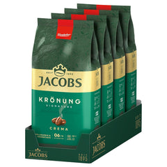Jacobs Krönung Crema, Cafea boabe întregi, pachet de 4 (4 x 1000 g)