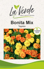 La Verde IO E IL MIO GIARDINO. Tagetes Bonita Mescolare i semi di fiori per ca. 100 piante, calendule a fioritura lunga, fiori doppi, semi non OGM