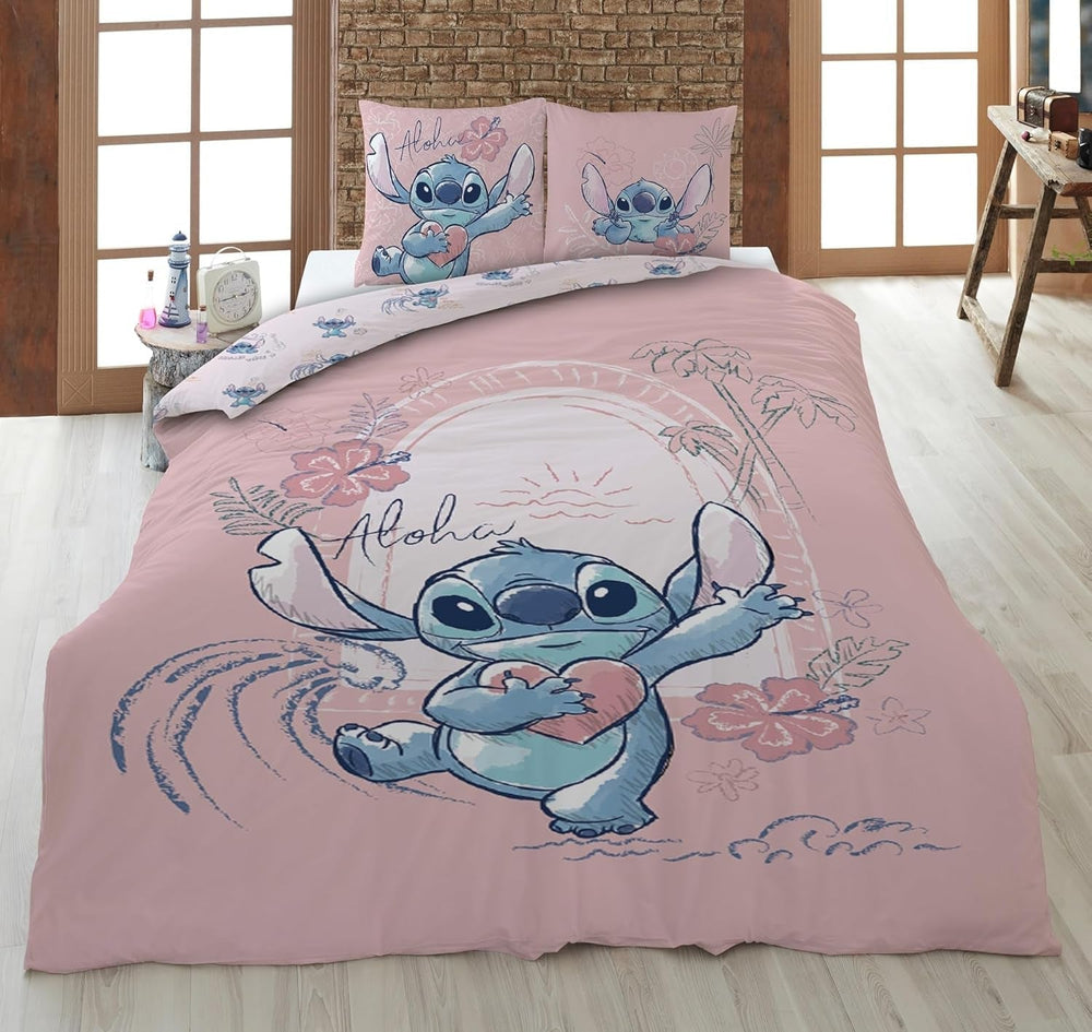 Set biancheria da letto reversibile Stitch Aloha Biancheria da letto per ragazze Biancheria da letto in cotone 100% - Titolo predefinito Kids Naty Shop