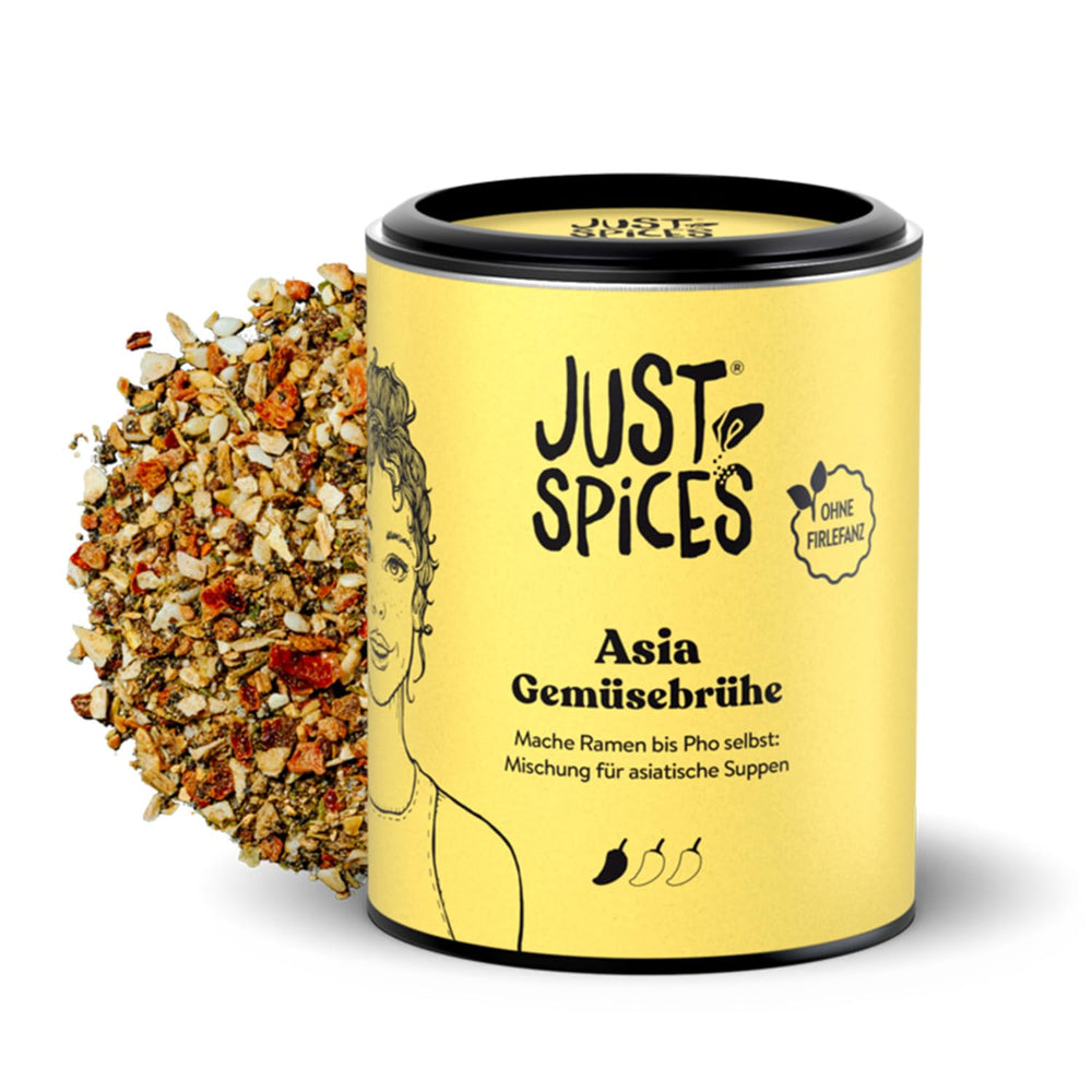 Just Spices Asia Gemüsebrühe I Würze asiatische Suppen zu Hause selbst I Gewürzdose, 65 g