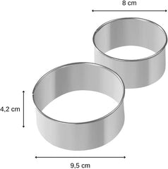 Zenker 44870 Set de 2 forme rotunde pentru biscuiți în formă de gogoși, oțel inoxidabil, dimensiuni mari 9,5 x 4,2 cm, dimensiuni mici 8 x 4,2 cm