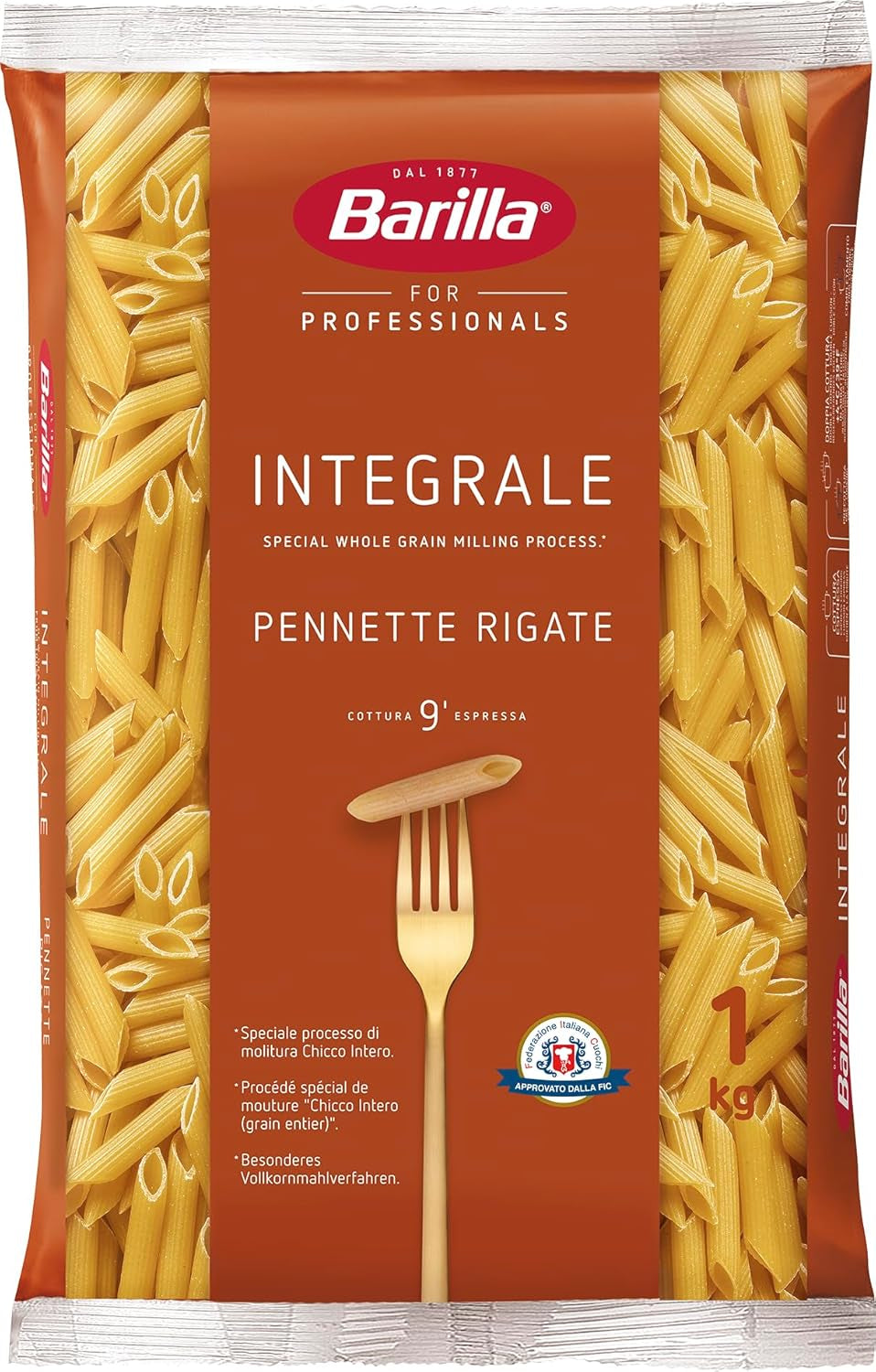 Pennette Rigate Barilla Pasta Integrale, conf. da 9 (9 x 1 kg)