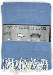 ECOMMERC3 copriletto multifunzionale, misura 300 X 260 cm, per divano o letto, copriletto multifunzionale blu, decorativo per divano, letto, copridivano, leggero ed elegante, blu Letti e Coperte Besuche den ECOMMERC3-Store