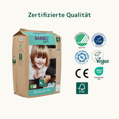 Pannolini Bambo Nature, taglia 5 (11-17 kg) - Confezione mensile da 95 | Pannolini con protezione dalle perdite migliorata | Massimo comfort e libertà per i bambini attivi | Pannolini dermatologicamente testati
