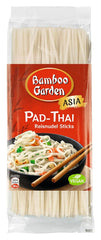 Bamboo Garden - Bastoncini di noodle di riso Pad Thai, per piatti tradizionali di noodle come Pad-Thai, vegani, 1 x 300 g (il design della confezione può variare)