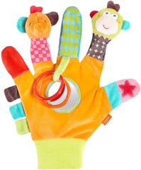 Fehn play glove safari - păpuși pentru degete pentru copii maimuță și elefant & șosete cu clopoței pentru copii unicorn - șosete pentru copii cu funcție de clopoțel și cap de unicorn - stimulează abilitățile motorii și simțurile Jucarii Bebe Naty Shop