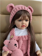 Păpuși Reborn Baby de 22 de inch, vinil din silicon pentru întregul corp, bebeluș realist, păpușă lucrată manual, păpuși Reborn Baby nou-născut cu haine tricotate