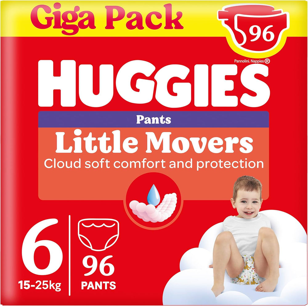 Pantaloni Disney Huggies Little Movers, taglia 6, 96 pezzi (2 x 48), scatola mensile
