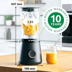 Robot da cucina Bosch Vitapower Serie 4 MMB6141B, Hochwertige Edelstahl-Klingen, 1.5L Tritan-Mixbehälter, Spülmaschinengeeignete Teile, 30.000 U/Min, 1200 W, Schwarz Kitchen Naty Shop