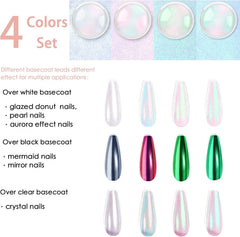 Chrom Nagel Pulver 4 Farben Irisierendes Aurora Pulver Metallic Spiegel Effekt Pigment Pearlescent Meerjungfrau Glitter Einhorn Glitter Für Gel Polish Nail Art Dekoration-Purpurgrüner Jadeit