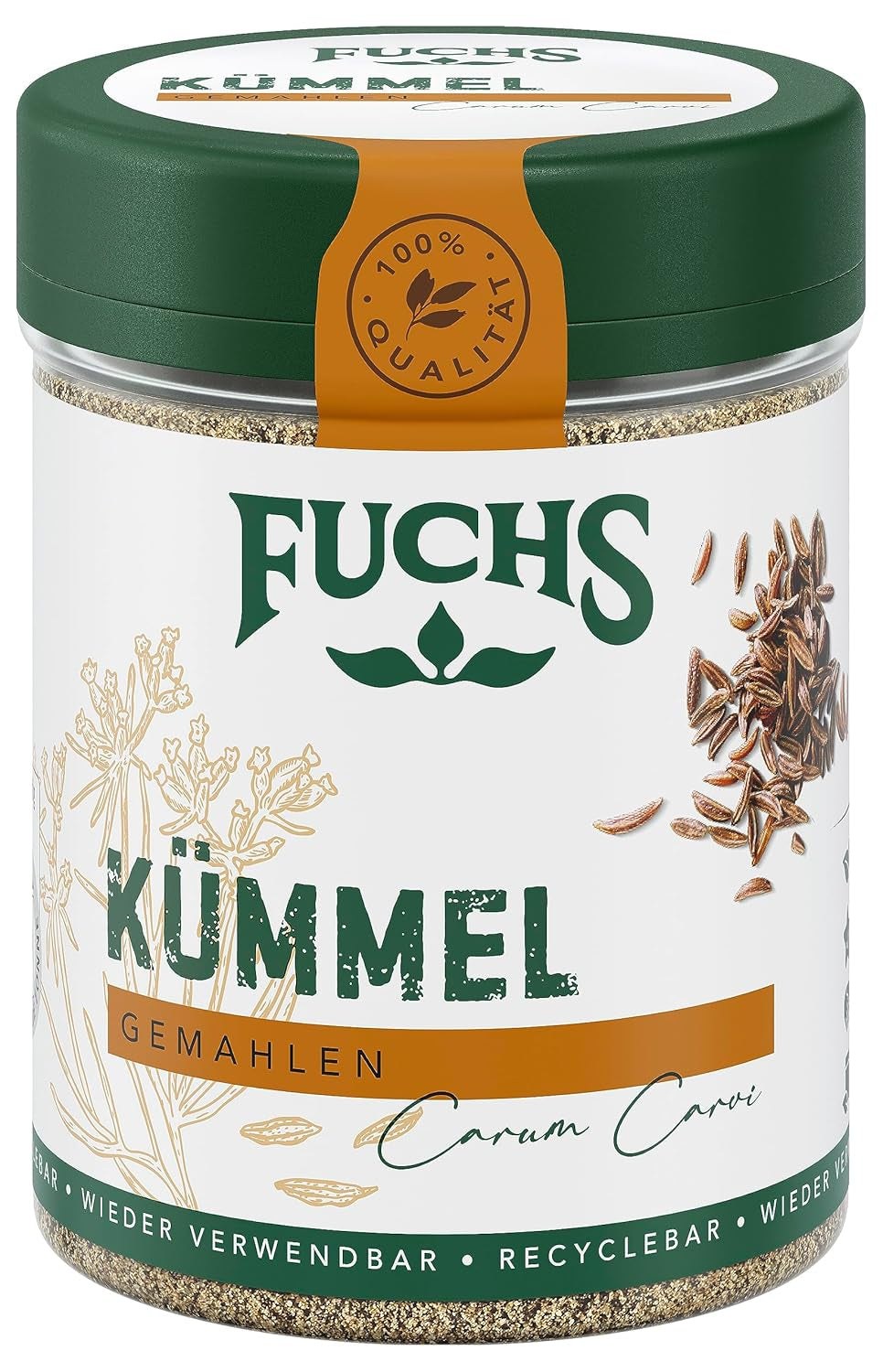 Fuchs Gewürze - Kümmel gemahlen - klassisches Gewürze für daftige Gerichte wie Chili con Carne - ingredienti naturali - 55 g in wiederverwendbarer, recyclebarer Dose