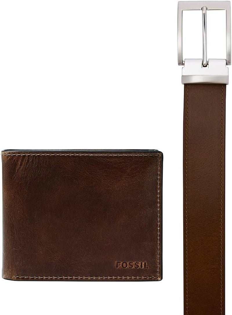 Fossil Mens Derrick Travel Accessory Bi Fold Wallet, Dark Brown, 11.43 cm L x 1.6 W 9.22 H EU Portofel Barbati Naty Shop Maro închis