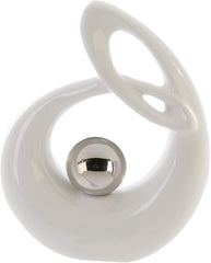 GILDE Sculptură decorativă din ceramică Life - figură albă glazurată alb/argintiu cu bilă argintie - înălțime 22 cm Statuete si sculpturi Naty Shop Titlu implicit