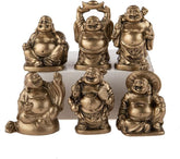 Set de 6 statuete Buddha râzând - Statuete Buddha mici - Sănătate, bogăție, înțelepciune, noroc - Feng Shui farmec norocos decorațiuni pentru casă - idee cadou Decorațiuni Zen Asia Statuete si sculpturi Naty Shop Cifre aurii