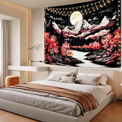 Tapiserie alishomtll mountain scene moon forest munti Casa - Accesorii si Decoratiuni Naty Shop