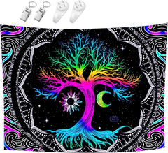 Tapiserie fluorescent tree life psychedelic moon Casa - Accesorii si Decoratiuni Naty Shop