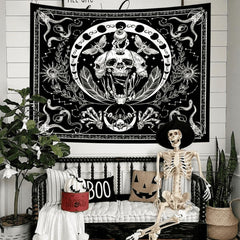 Tapiserie gothic halloween banner negru alb Casa - Accesorii si Decoratiuni Naty Shop