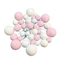 Set di 27 palline di plastica per decorare torte - Rosa-Bianco