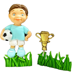 Set 4 decorazioni in zucchero commestibile, Decorazioni in Pasta di Zucchero Calciatore Naty Shop