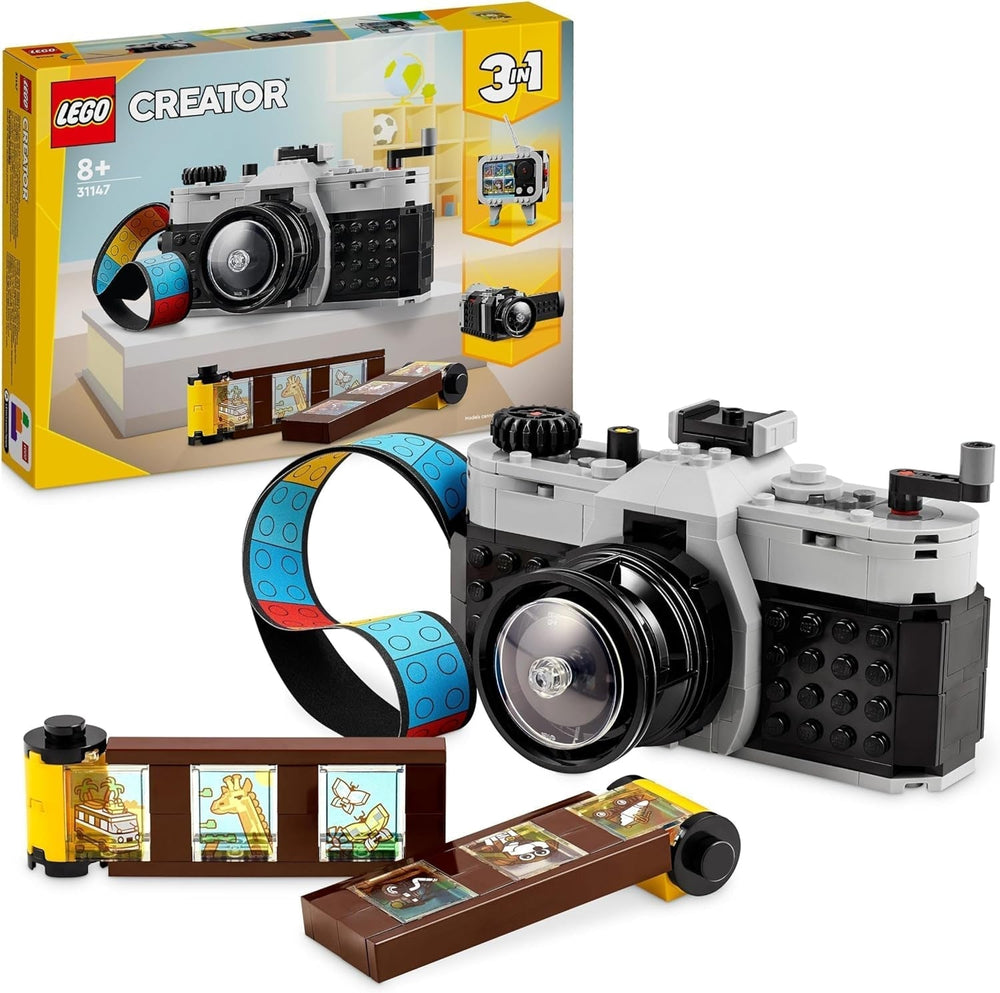 LEGO Creator 3In1 Fotocamera retrò, Videocamera, Set TV, Decorazioni per la scrivania dei bambini o Accessori per la cameretta, Regali fotografici per ragazze e ragazzi di 8 anni 31147 Set da costruzione Besuche den LEGO-Store Single