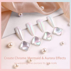 Chrom Nagel Pulver 4 Farben Irisierendes Aurora Pulver Metallic Spiegel Effekt Pigment Pearlescent Meerjungfrau Glitter Einhorn Glitter Für Gel Polish Nail Art Dekoration-Purpurgrüner Jadeit