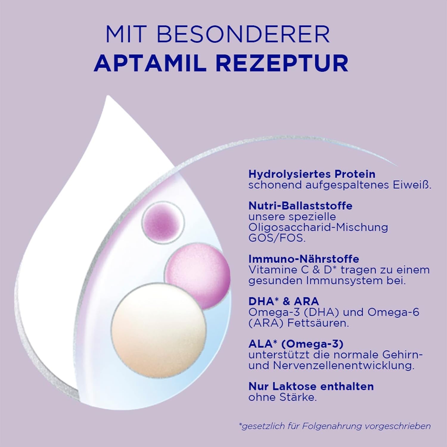 Aptamil HA 2 – Formula di proseguimento dopo 6 mesi, con Omega 3 e 6, DHA, ARA e ALA, Senza lattosio, Senza olio di palma, Alimenti per bambini, Latte in polvere, 1 x 800 g (Confezione da 4)