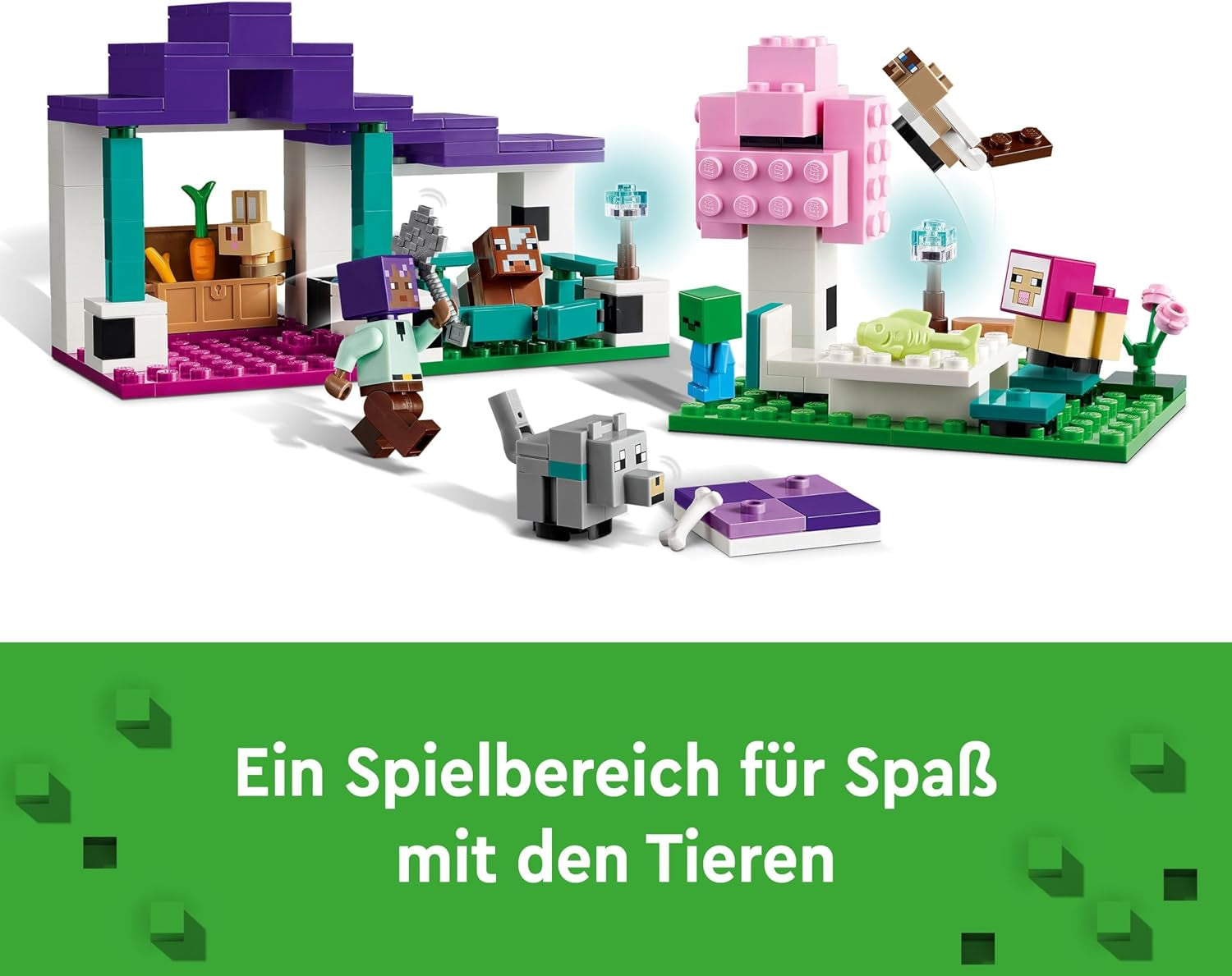 LEGO Minecraft Sanctuarul animalelor, jucărie cu multe figuri de animale pentru fete și băieți de la 7 ani, cadou pentru gameri și copii, set de modele de cărămizi ale biomului de câmpie 21253 Seturi de constructie Besuche den LEGO-Store