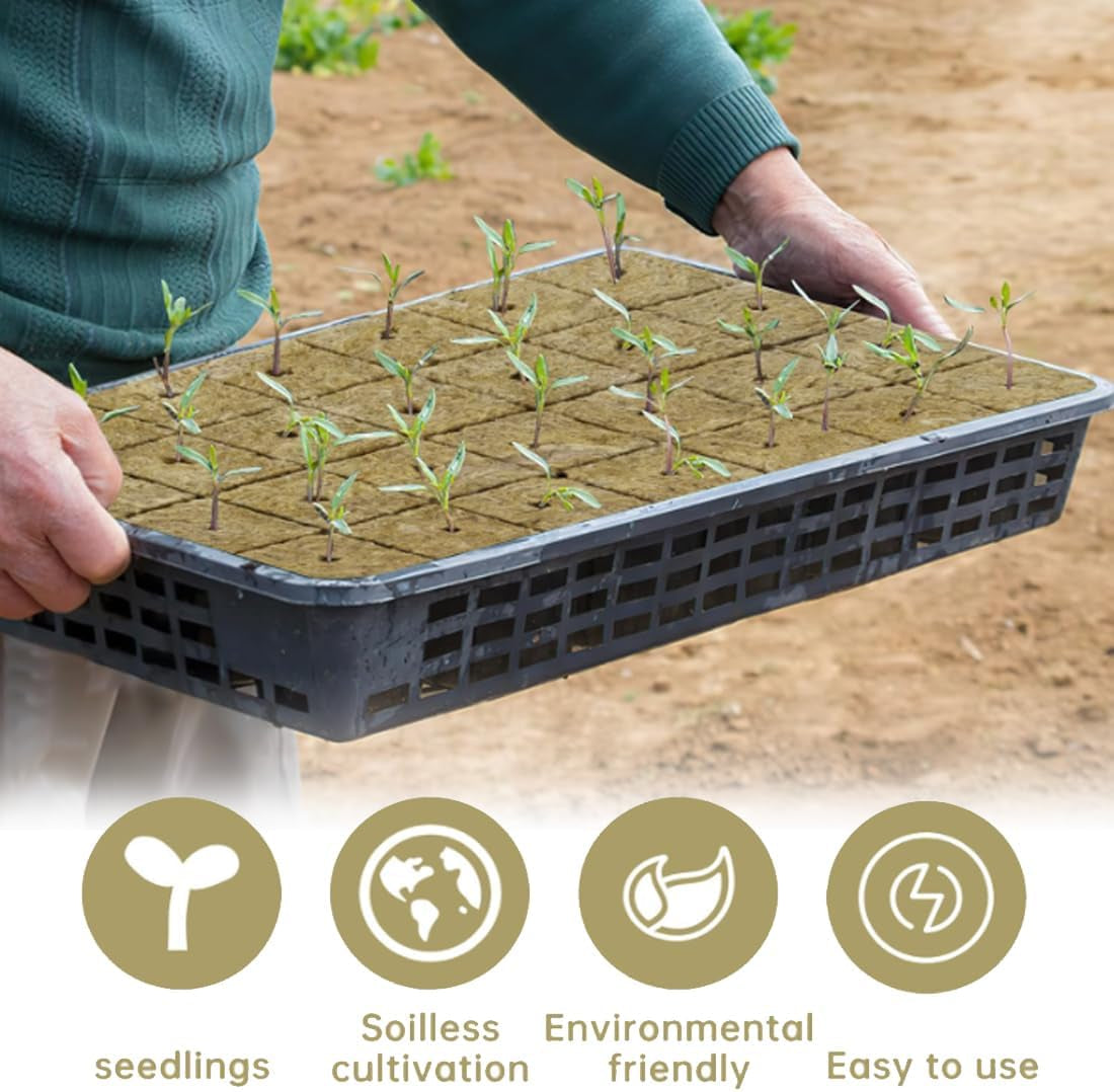 Cubi per piantine di lana di roccia 28 - Cubi di lana di roccia 4x4x4 cm - Cubi per piantine, Cubi di lana di roccia, Sistemi di piantine idroponiche/Piante clonate/Progetti scolastici, Coltivazione di piantine senza suolo