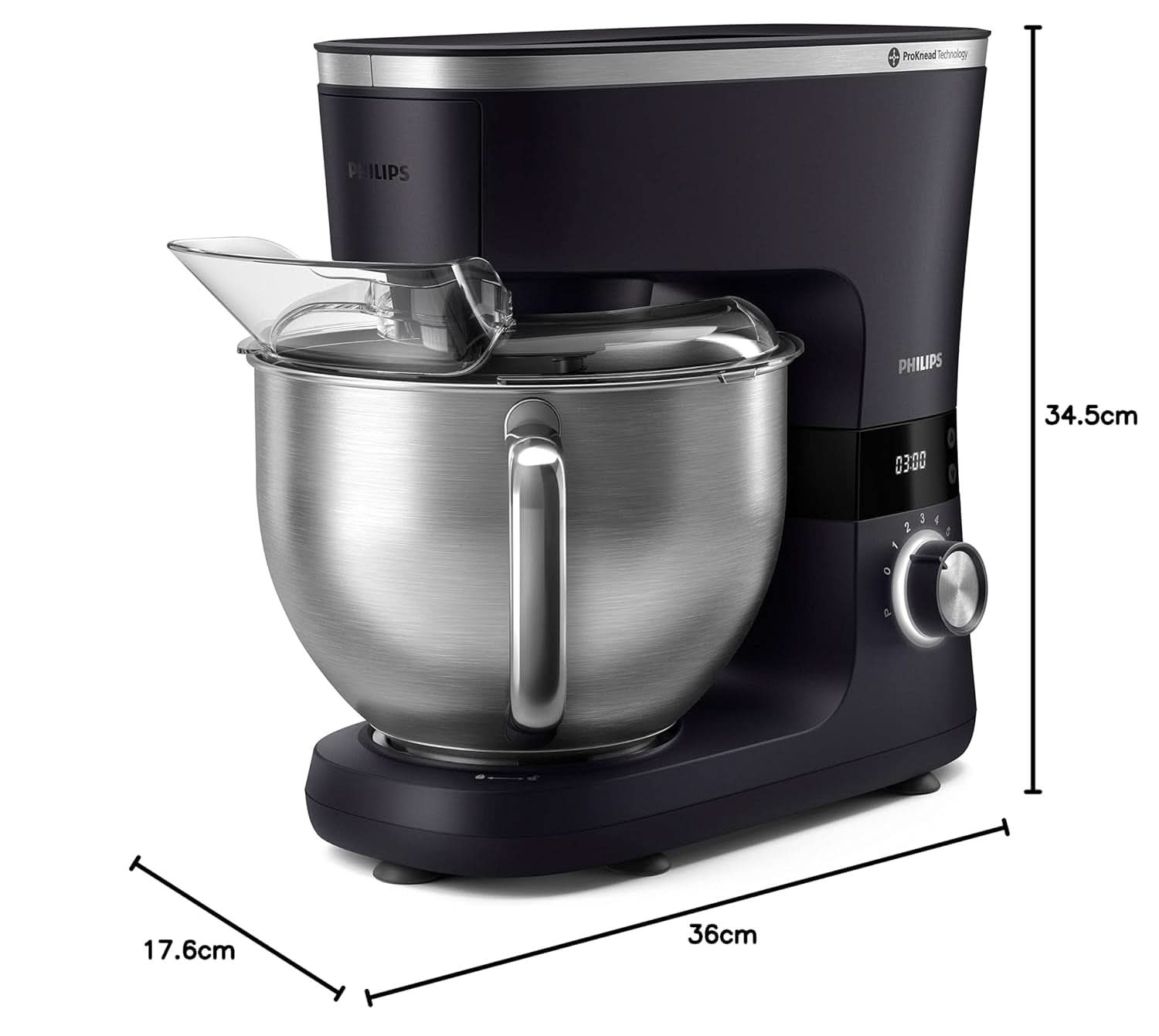 Macchina da cucina Philips Serie 7000 - 5,5 litri, 1000 Watt, 8 velocità, tecnologia Proknead, Rezepte, timer intelligente LED, Knethaken, Schneebesen und Rührbesen (HR7962/01) Mamma e bambino Naty Shop