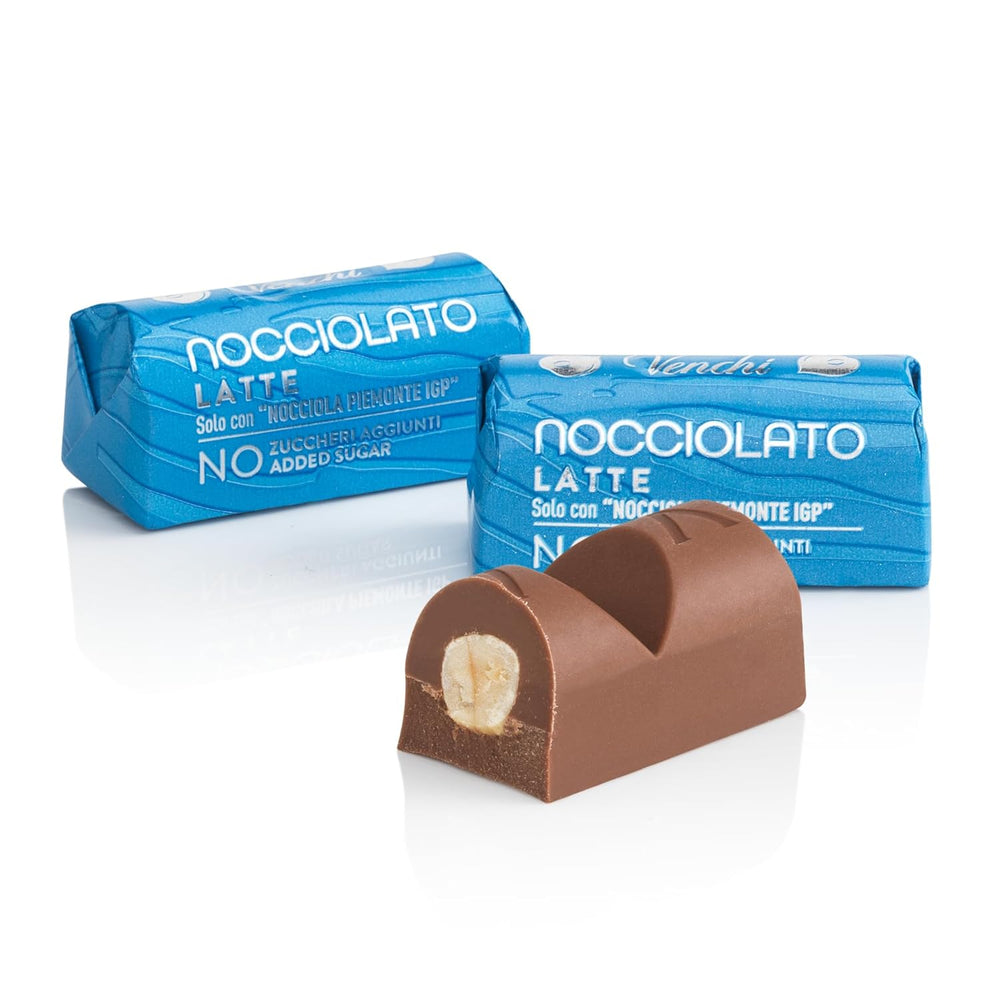 Venchi - Tavolette di cioccolato al latte e nocciole - Zucchero 70% - Praline con Nocciole Piemonte IGP intere, 1 kg - Senza glutine