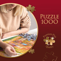 Trefl Premium plus Quality - Puzzle Tea Time: Houses Stoney Lane - 1000 elemente, Serie de imagini nostalgice pictate, Potrivirea ideală a pieselor, Pentru adulți și copii de la 12 ani Puzzle Naty Shop