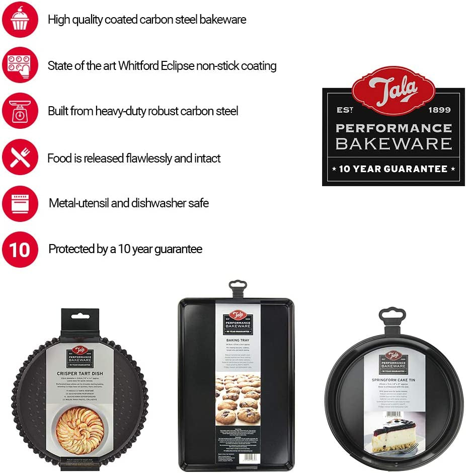 Tala Performance Muffin-Blech, 6 Löcher, Jumbo-Größe, Karbonstahl Von Professioneller Stärke, Mit Antihaftender Eclipse-Beschichtung, Schwarz Stampi e vassoi per dolci Naty Shop