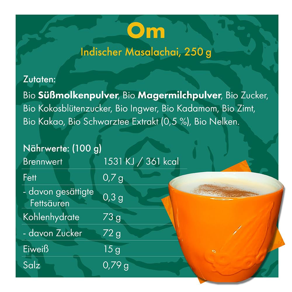 Becks Cocoa Om Masala Chai Tea Bio – Ceai negru indian cu condimente tradiționale precum scorțișoară, cardamom și ghimbir – Perfect pentru Chai Latte, 300 g