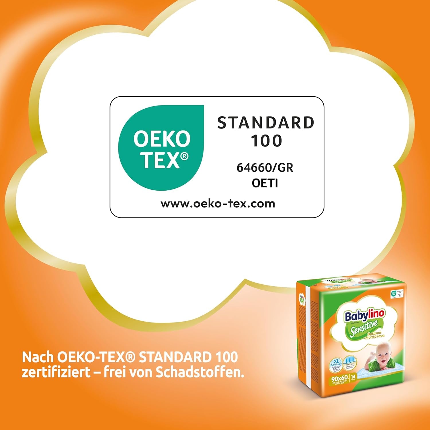 Salviette umidificate Sensitive, 90 x 60 cm, extra assorbenti, 14 pezzi