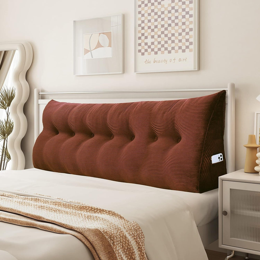 Pernă Johnear cu pană, pernă de citit pentru pat și canapea, pernă pentru spătar, pernă pentru tăblie, pernă lombară triunghiulară mare (gri, 45 cm)