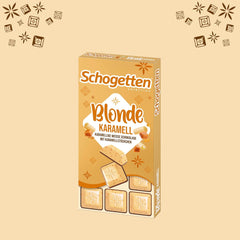 Schogetten Biondo Caramello | Caramello con cioccolato bianco e pezzetti di caramello | Tavoletta di cioccolato 100g | Convenientemente porzionato