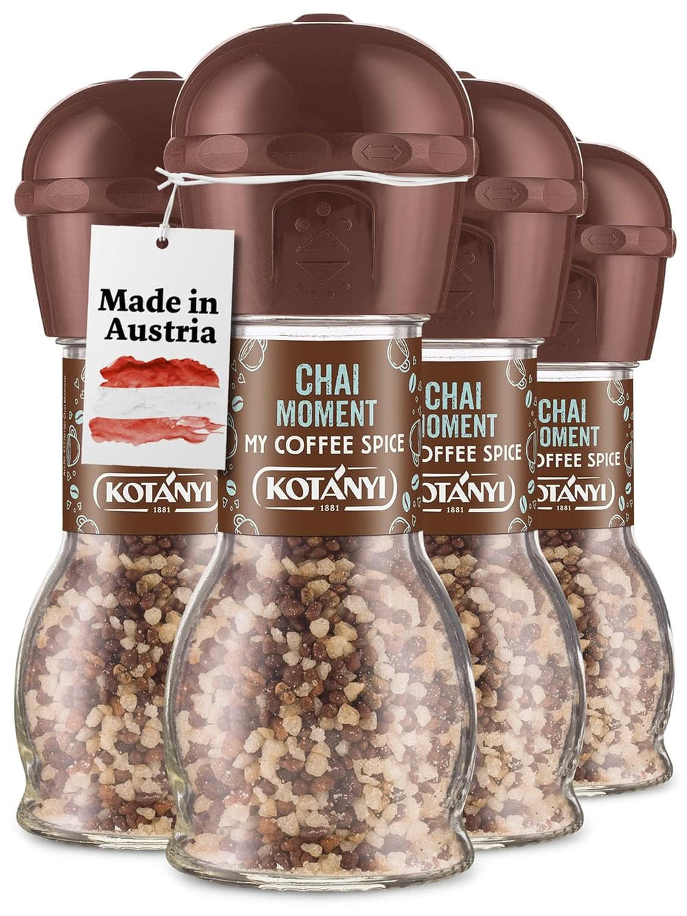 Topping per il caffè Kotanyi Cacao Kiss | Meraviglioso cioccolato con pezzetti di cioccolato pregiato Confezione da 4 (4 X 63 grammi) Naty Shop Chai Moment 4 x 50 grammi
