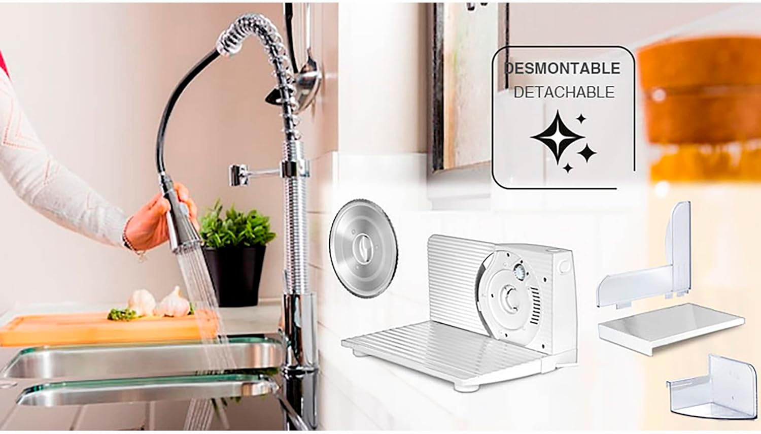 MPM MKR-05 Affettatrice elettrica universale, spessore di taglio regolabile fino a 15 mm, 150 W Trituratori e Affettatrici Naty Shop