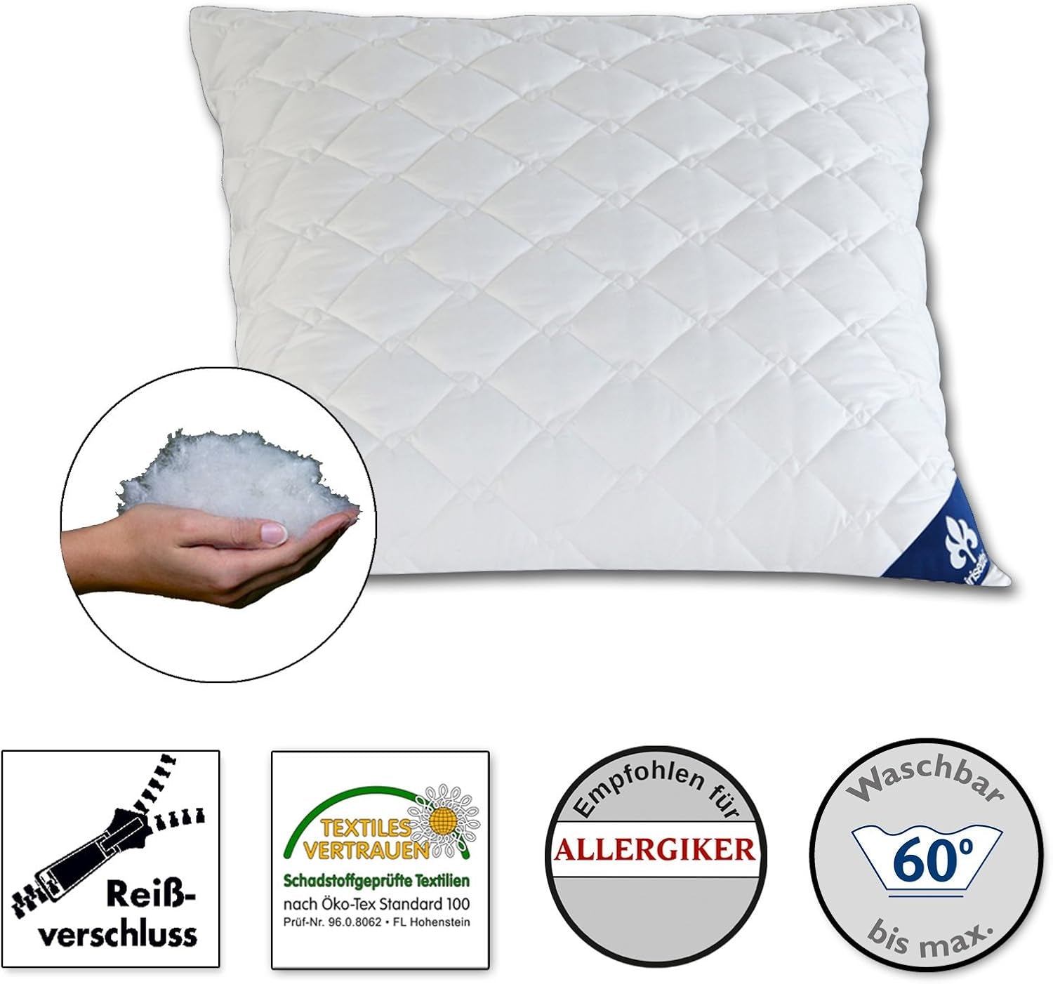 Perna Irisette Micro Thermo - Made in Germany - Pernă cu husă detașabilă din microfibră moale, 40 X 80 Cm, certificată Ã-ko-Tex Perne standard Naty Shop Singur 1pachet-80 X 80 Cm
