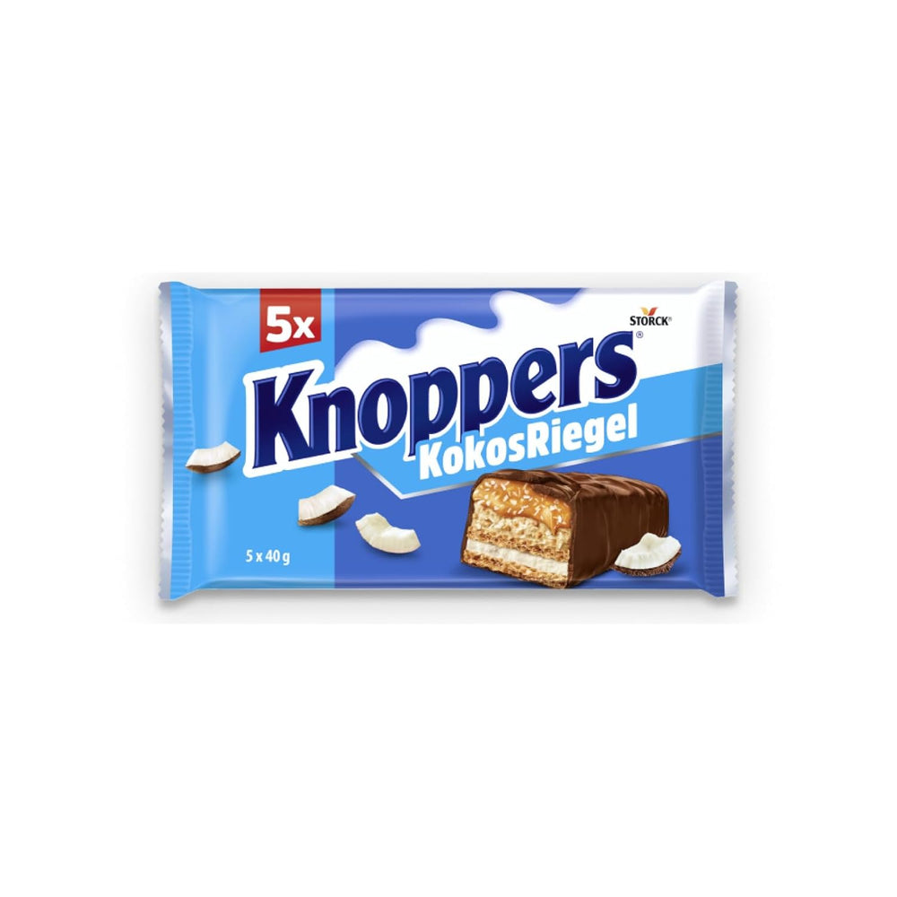 Knoppers Peanut Bar – 1 x 200g (5 barrette) – Barretta di cioccolato al latte con crema di arachidi, arachidi salate tritate, caramello e cioccolato al latte