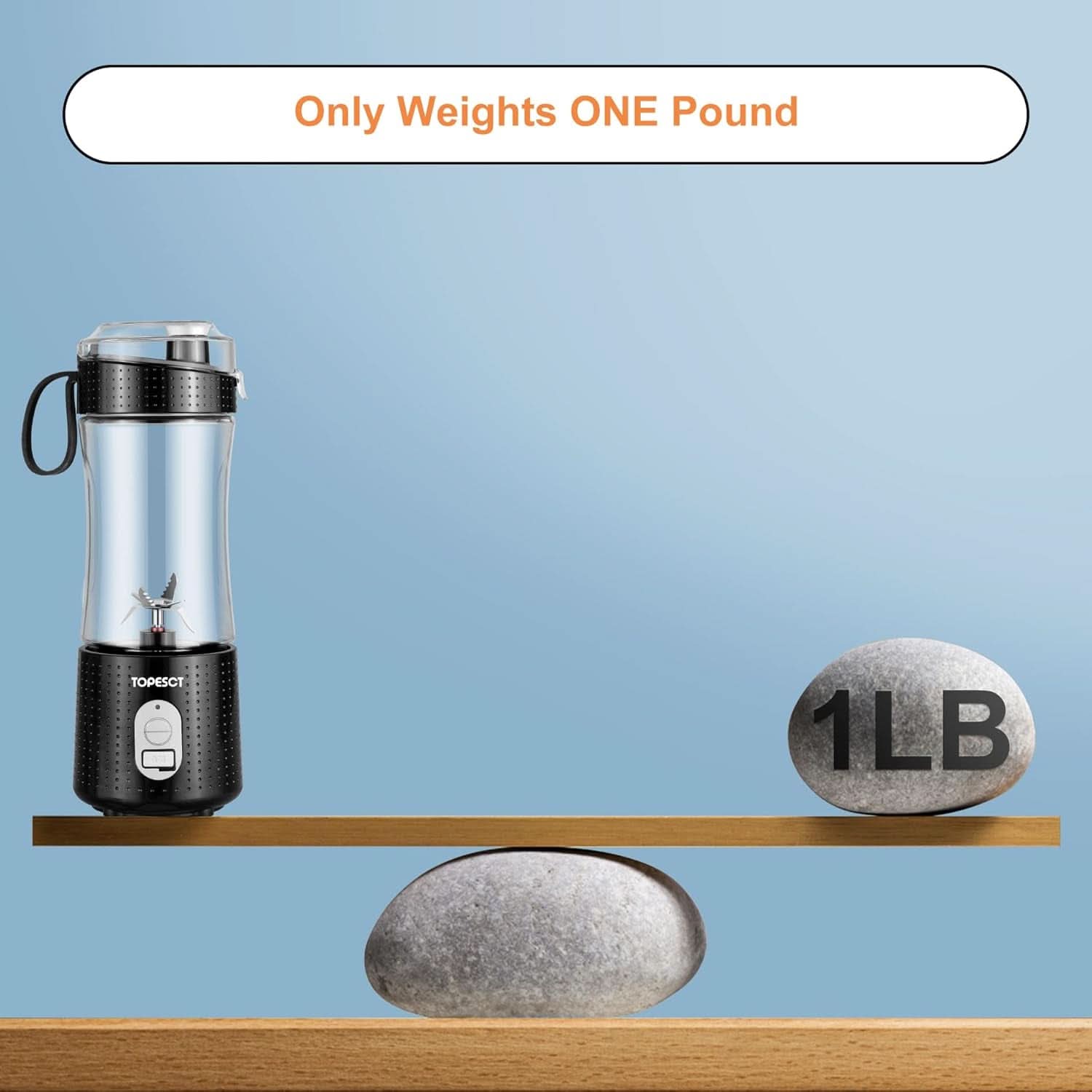 Topesct Tragbarer Mixer, Smoothie Maker to Go– Mobile Standmixer/Elektrischer Mini Saftmixer Sechs Klingenin 3D-Anordnung Für Hervorragendes Mixen, 13Oz USB Wiederaufladbarer Juicer (Nero) Kitchen Naty Shop