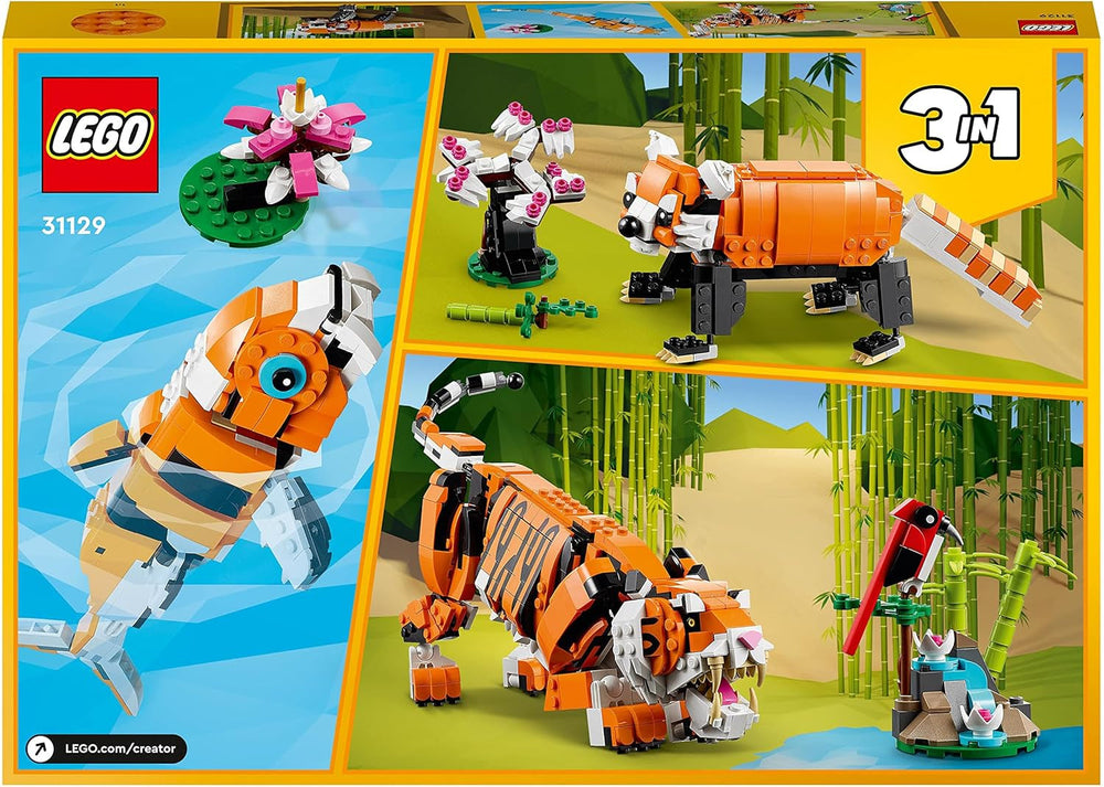 LEGO 31129 Creator Majestic Tigre, Panda o Pesce Set di personaggi di animali 3 in 1 Giocattolo per bambini Ragazzi e ragazze Set di giocattoli da costruzione per animali Trova il negozio LEGO