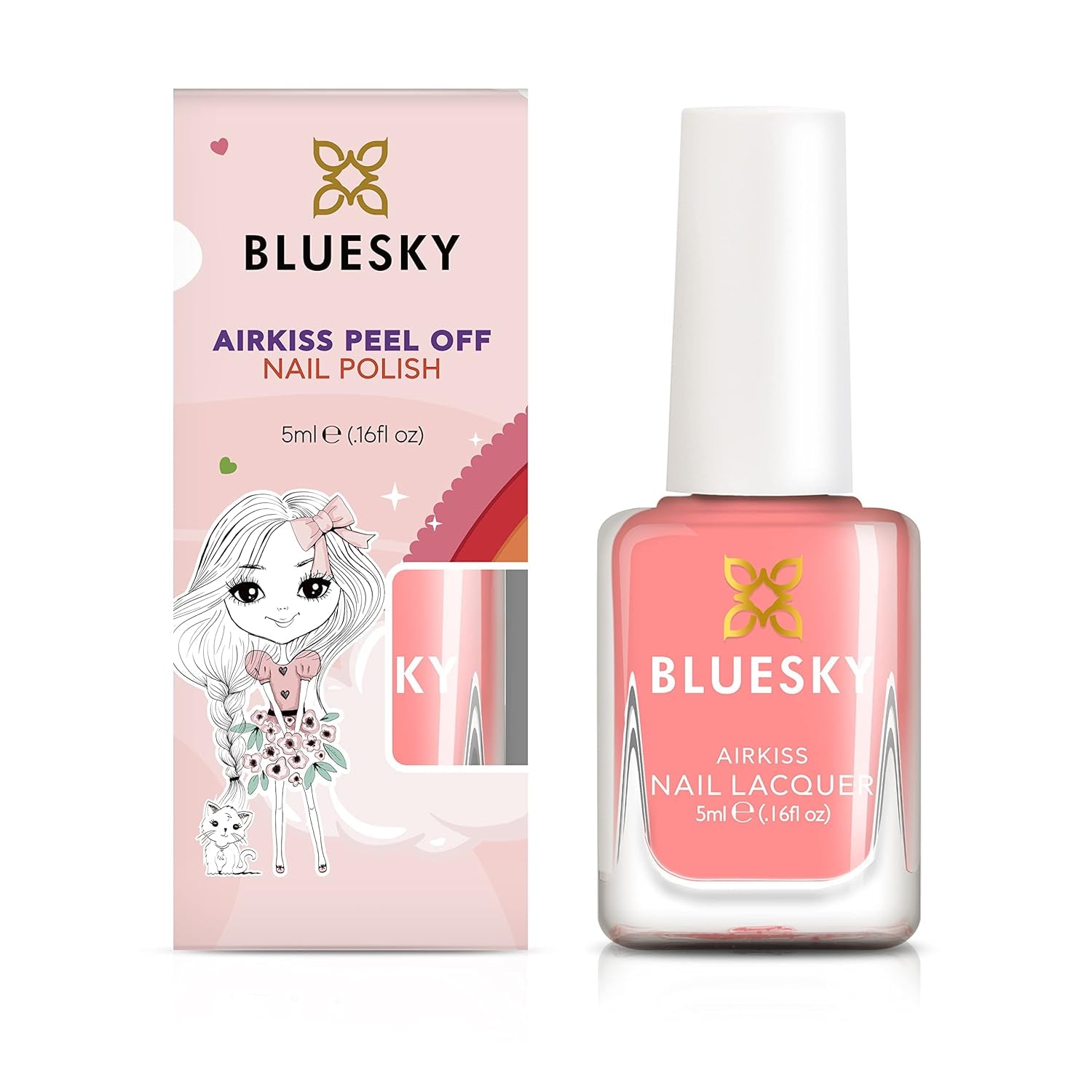Smalto per bambini Bluesky - Conchiglia, Corallo. Smalto per unghie per bambini, non tossico, facile da rimuovere, a base d'acqua, non scivoloso, 5 ml