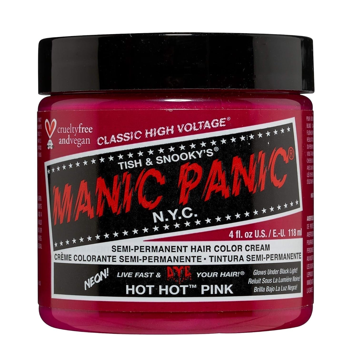 Manic Panic Hot Hot Pink Classic Cream, Vegano, fără cruzime, vopsea de păr semipermanentă 118ml Vopsea pentru par Naty Shop Roz fierbinte fierbinte 118 Ml (1 pachet)