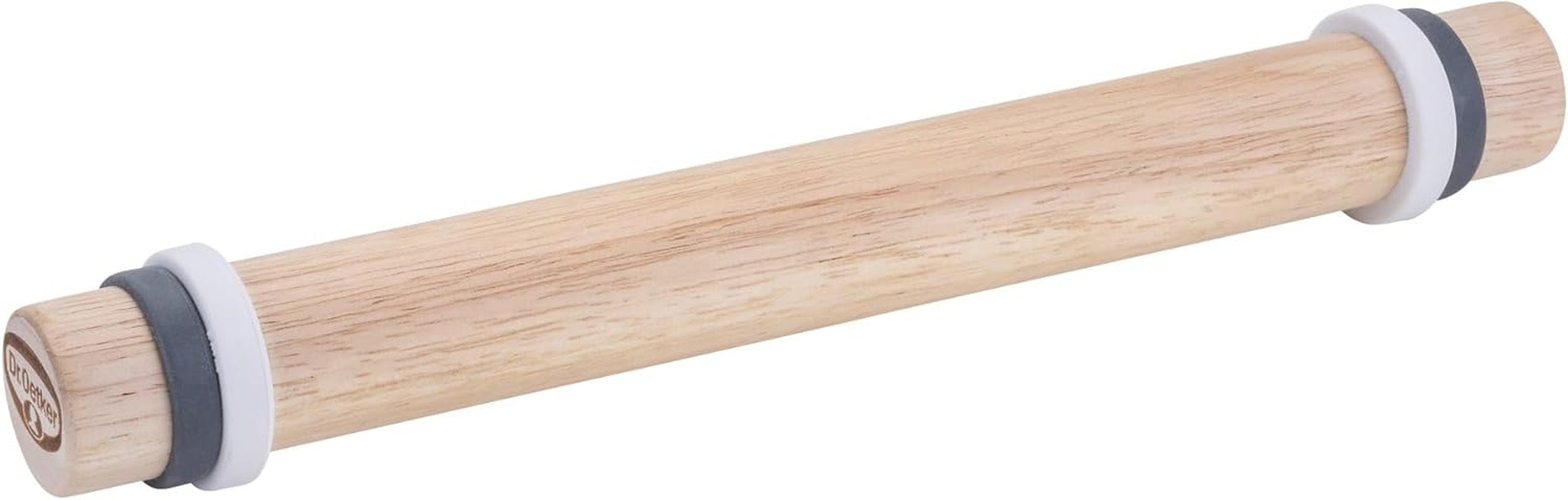 Dr.Oetker Rollholz incl. Distansringen – Hochwertiges Teigroller Set aus FSC-zertifiziertem Gummiholz ​​​​mit abnehmbaren Silikonringen für gejängemes Ausrollen